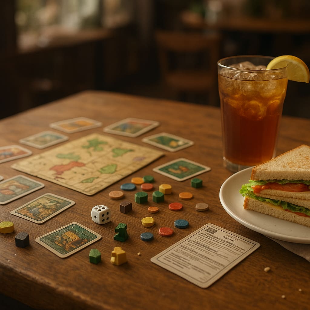 Brettspiel und Snacks